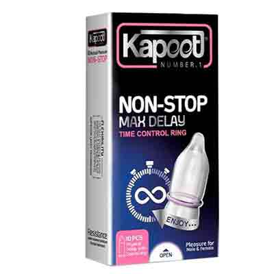 kapooot-5 کاندوم کاپوت KAPOOT NON-STOP Max Delay عامل فشار بر روی رگ کنترل کننده انزال بسته 10 عددی - Image 1