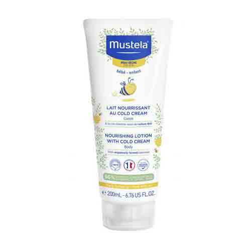 Mustela APAISANT لوسیون بدن کودک فرانسوی موستلا کرم سرد Mustela APAISANT مغذی و تسکین دهنده ، مناسب پوست خشک 200 میل - Image 1