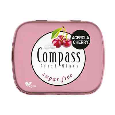 ompass acerpla cherry قرص خوشبو کننده دهان بدون قند کامپس Compass cherry طعم گیلاس 50 عددی - Image 1