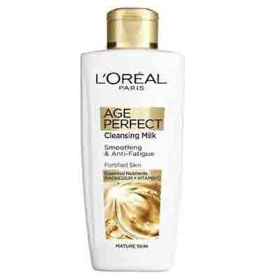 shir pakon lorea شیر پاک کن انگلیسی ایج پرفکت لورآل LOreal Age Perfect Temizleme Sütü حاوی ویتامین سی و منیزیم مناسب افراد بالای 45 سال 200 میل - Image 1