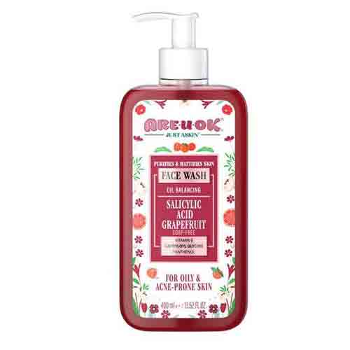 FACE-WASH-FOR-OILY-&-ACNE-PRONE-SKIN-AREUOK ژل شستشوی صورت آر یو اکی AREUOK OIL BALANCING مناسب پوست چرب و دارای آکنه 400 میل - Image 1