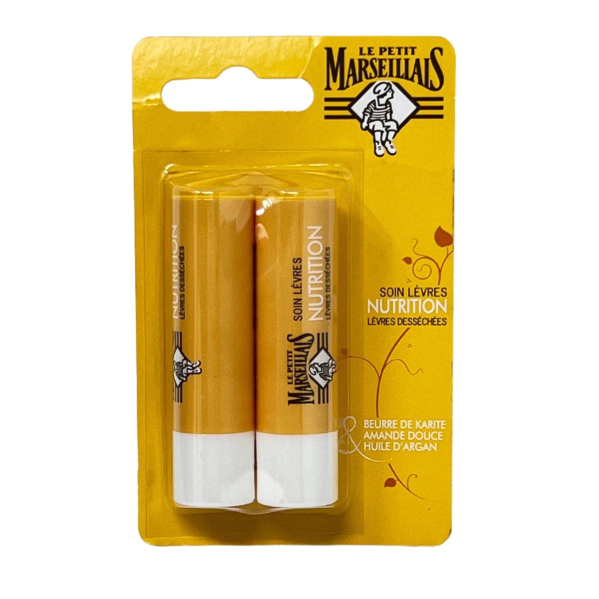 Version 1.0.0 بالم لب دوتایی فرانسوی لی پتیت مارسلیاس Le Petit Marseillais Lip Balm با کره شی، بادام و روغن آرگان 4.9 گرم - Image 1