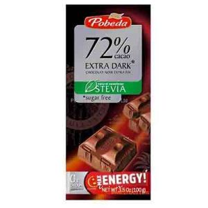 تبلت رژیمی تلخ روسی پوبدا Pobeda 72% EXTRA DARK بدون قند حاوی استویا 100 گرم