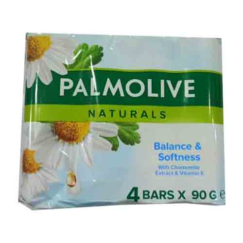 Palmolive-Naturals-Balance-&-Softness-with-Vitamin-E-&-Chamomile-Extracts-Soap صابون پاک کننده پالمولیو Palmolive Balance & Softness با عصاره بابونه 4*90 گرم - Image 1