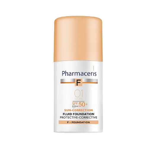 کرم پودر لهستانی فارماسریز Pharmaceris Corrective Fluid Spf50 (IVORY) شماره 01 مناسب پوست حساس 30 میل
