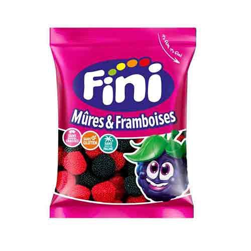 Untitled-4 پاستیل فاقد گلوتن اسپانیایی فینی Fini Mures & Framboises Jelly با طعم تمشک و توت سیاه 90 گرم - Image 1