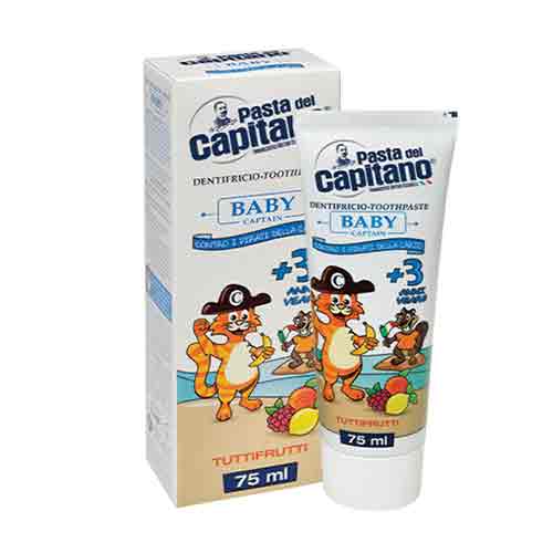 Untitled-7 خمیر دندان کودک ایتالیایی پاستا دل کاپیتانو Pasta Del Capitano Baby Tutti-Frutti با طعم میوه ای برای 3 سال 75 میل - Image 1
