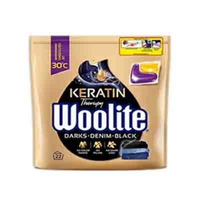 W00LITE-BLACK قرص ماشین لباسشویی هلندی وولیت Woolite Keratin BLACK با کراتین مخصوص پارچه های مشکی بسته 22 عددی - Image 1