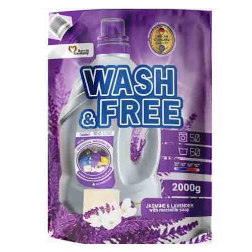 WASH&FREE-Żel-do-prania-UNIWERSALNY-LAWENDA,-JAŚMIN-I-MYDŁO-MARSYLSKIE-60-prań,-2000-g ژل شستشوی آلمانی واش اند فری یونیورسال WASH&FREE - JASMINE AND LAVENDER با رایحه اسطوخودوس، یاس و صابون مارسیل 2000 گرم - Image 1
