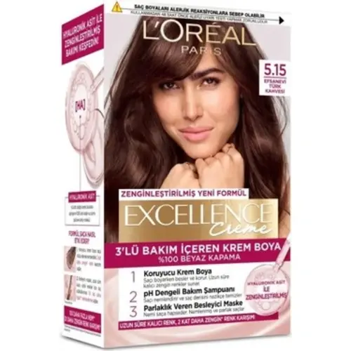 110000711515615-ezgif.com-resize کیت رنگ مو فرانسوی لورآل Loreal Excellence رنگ قهوه ای شماره 5.15 - Image 1