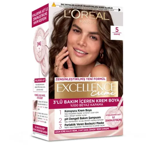 5_NEW_EXCELLENCE-ezgif.com-resize کیت رنگ مو فرانسوی لورآل Loreal Excellence رنگ قهوه ای متوسط شماره 5 - Image 1