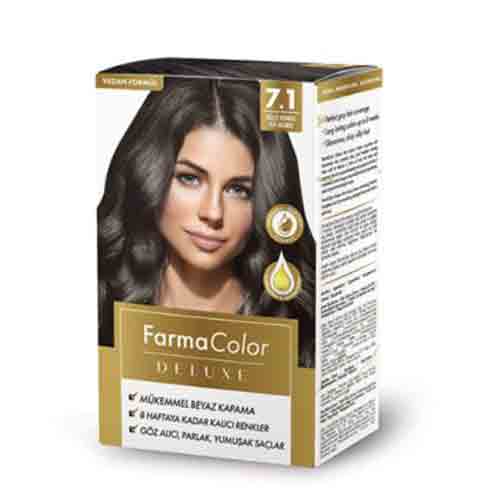 FRM-FARMACOLOR-DELUXE-HAIR-DYE-7.1 کیت رنگ مو فارماسی دلوکس آشی کروبال Farmasi شماره 7.1 - Image 1