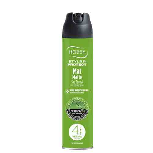 Hobby-Saç-Spreyi-Style&Protect-Mat-Güçlü-Tutuş-250ML اسپری مو هوبی Hobby Mat Güçlü Tutuş ماندگاری 48 ساعت 250 میل - Image 1