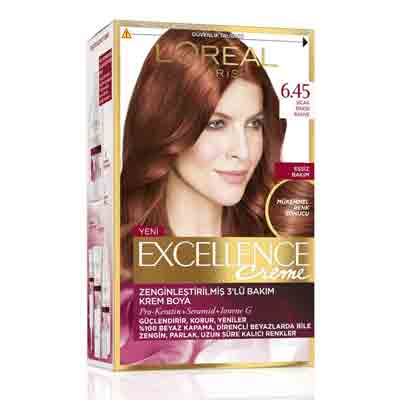 LOREAL-6.45 کیت رنگ مو فرانسوی لورآل LOREAL EXCELLENCE رنگ قهوه ای مسی شماره 6.45 - Image 1