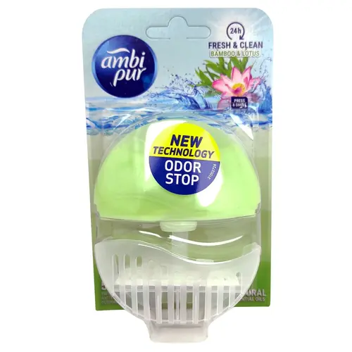 ami-Pur-toiletblok-3-ezgif.com-resize خوشبوکننده توالت اسپانیایی آمبی پور Ambi Pur Flush Bamboo & Lotus با رایحه بامبو و نیلوفر آبی 55 میل - Image 1