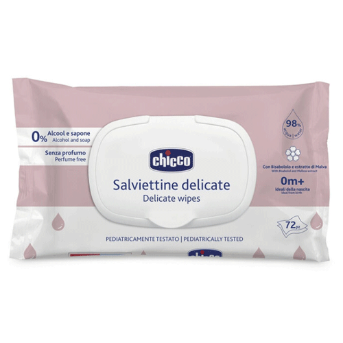 دستمال-مرطوب-چیکو دستمال مرطوب ایتالیایی 98 درصد آب چیکو chicco salviettine بسته 72 عددی - Image 1