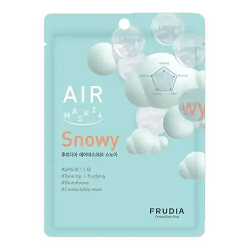 74dfc39f-a794-4b73-b057-86c4af5857f3-ezgif.com-resize ماسک صورت روشن کننده کره ای فرودیا FRUDIA AIR Snowy مناسب پوست مستعد آکنه 20 میل - Image 1