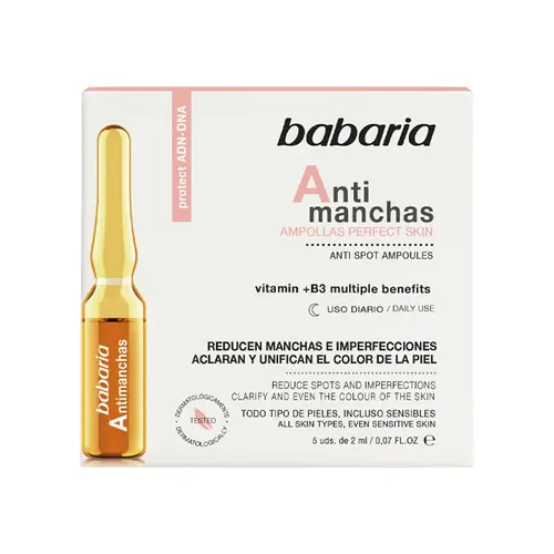 Babaria-Ampoules-Anti-Dark-Spot-2ml-ezgif.com-resize ویال ضد لک قوی اسپانیایی باباریا Babaria Antimanchas مناسب انواع پوست بسته 5 عددی - Image 1