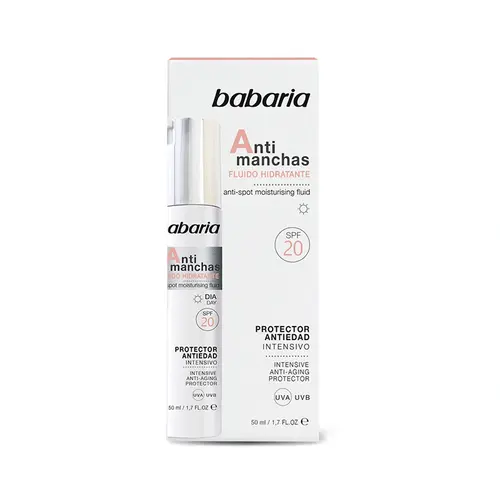babaria-anti-dark-spot-moisturizing-fluid-50ml-ezgif.com-resize سرم مرطوب کننده ضد لک قوی اسپانیایی باباریا Babaria Antimanchas مناسب انواع پوست 50 میل - Image 1