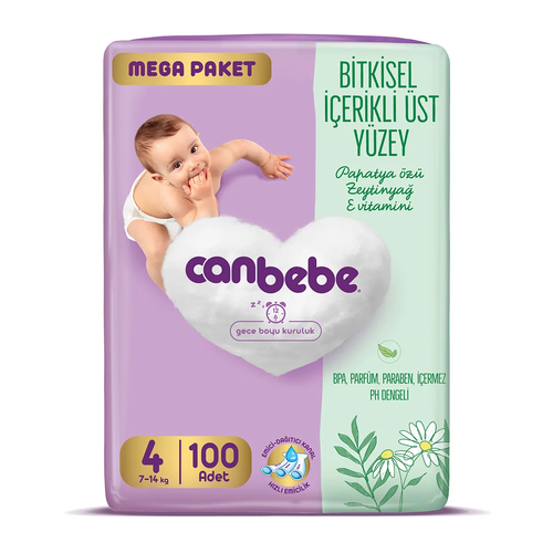 canbebe-bebek-bezi-mega-paket-4-beden-7-14kg-100-adet-ezgif.com-resize پوشک بچه گیاهی جان ببه Canbebe Bebek سایز 4 بسته 100 عددی - Image 1