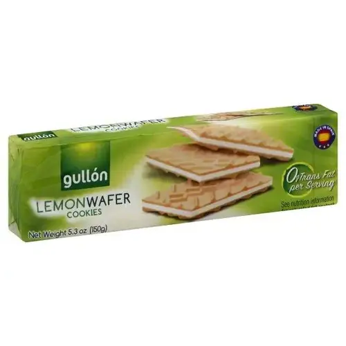 3030131677_w640_h640_vafli-bez-transzhirov-ezgif.com-resize ویفر اسپانیایی رژیمی گولون Gullon Barquilimon Lemon با طعم لیمو 150 گرم تاریخ 2025/12/29 - Image 1
