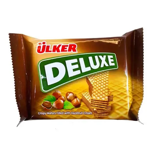 8690504040910-ezgif.com-resize ویفر دلوکس اولکر Ulker Deluxe Crispy Hazelnut با طعم فندقی 39 گرم - Image 1