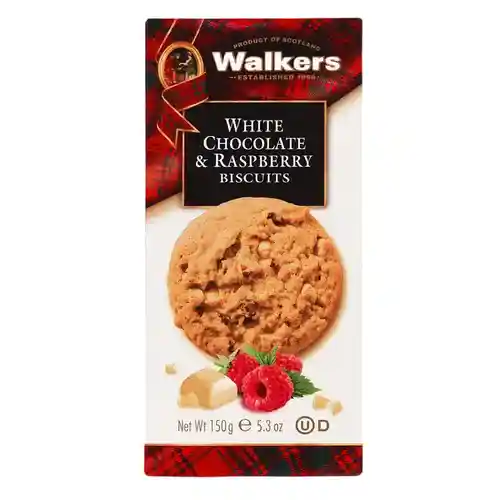 Walkers WHITE CHOCOLATE & RASPBERRY BISCUITS کوکی کره ای کانادایی واکرز Walkers WHITE CHOCOLATE & RASPBERRY BISCUITS با طعم شکلات سفید و تمشک 150گرم تاریخ 2025/11/30 - Image 1