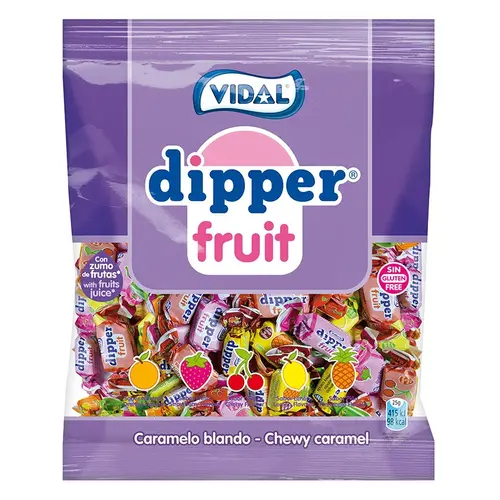 bolsa-dipper-fruit-web_6163ddef-dc67-43fa-a011-c3e5285bd67d-ezgif.com-resize تافی میوه ای اسپانیایی ویدال دیپر Vidal Dipper Fruit بدون گلوتن 70 گرم - Image 1
