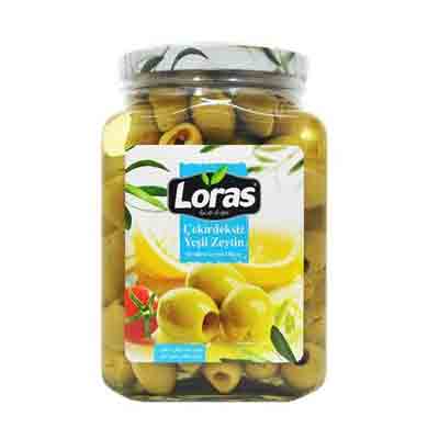 loras-shekaste زیتون سبز لوراس Loras بدون هسته لیمویی 1500 گرم - Image 1