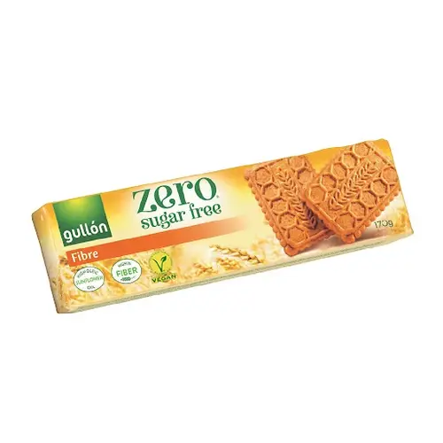 unnamed1-ezgif.com-resize بیسکوئیت اسپانیایی بدون قند گولون Gullon Zero Sugar Free Fibre حاوی فیبر 170 گرم - Image 1