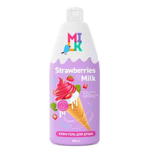 Гель-для-душа-Milk-молоко-и-клубника-800-мл ژل دوش میلک MILK milk and strawberry با عصاره شیر و توت فرنگی 800 میل - Image 1