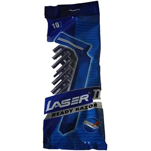 51gV+s3d9UL تیغ خودتراش انگلیسی 2 لبه مردانه لیزر Laser Care products بسته 10 عددی - Image 1