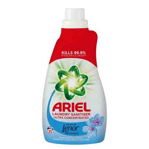 ARIEL-LAUNDRY-CLEANSER-WITH-LENOR-FRESHNESS ژل ضدعفونی کننده لباس انگلیسی آریل ARIEL Touch of Lenor با غلظت بسیار بالا ، 25 بار شستشو ، 1 لیتر - Image 1