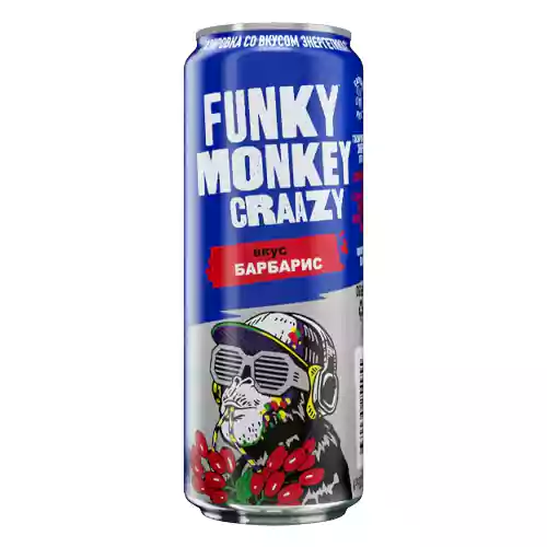 FM_Craazy_Barbaris.png نوشابه انرژی زا روسی فانکی مانکی FUNKY MONKEY Барбарис با طعم زرشک 450 میل تاریخ 2026/03/14 - Image 1