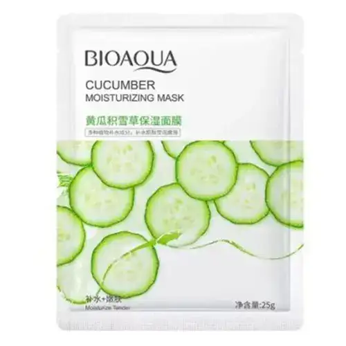 202-ezgif.com-optiwebp ماسک صورت ورقه ای بیوآکوا Bioaqua Cucumber Moisturizing Mask حاوی عصاره خیار 25 گرم - Image 1