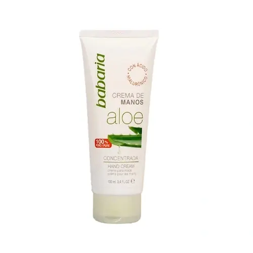 500-412-ezgif.com-resize کرم دست و ناخن آلوئه ورا اسپانیایی باباریا Babaria ALOE HAND & NAIL ترمیم کننده 100 میل - Image 1