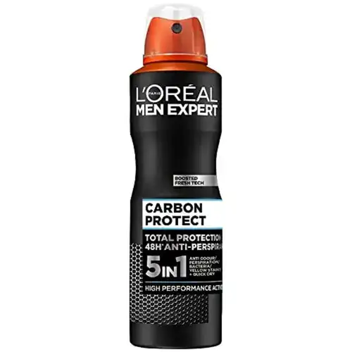 5167fpnMr8L-ezgif.com-optiwebp اسپری ضدتعریق مردانه فرانسوی لورآل L'Oréal Men Expert Carbon Protect رایحهای خنک 150 میل - Image 1