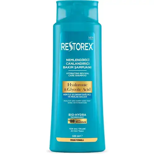 C2u3a4XFZtme8gGv-ezgif.com-optiwebp شامپو سر رستورکس RESTOREX Hyaluronic & Glycolic Acid حاوی هیالورونیک اسید و آبرسان مو 500 میل - Image 1