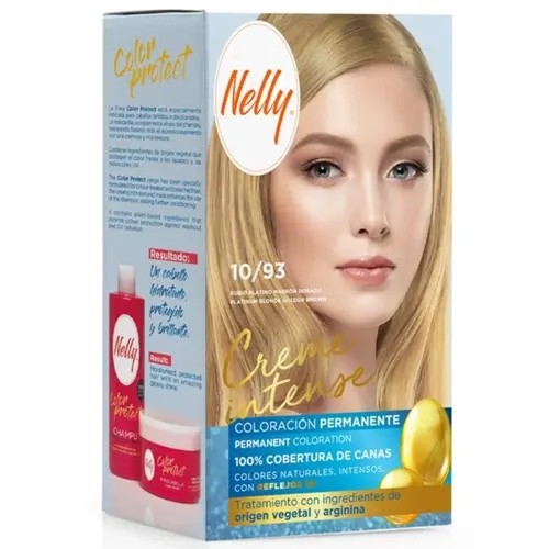 NELLYTINTECABELLO1093PLAT-MARRON-DORADO-ezgif.com-resize کیت رنگ مو اسپانیایی نلی Nelly HAIR DYE NELLY COLOR شماره 10/93 - Image 1