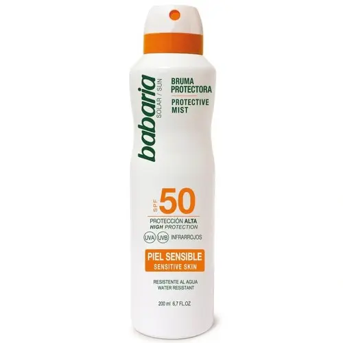 qgojyaeavezj-ezgif.com-resize اسپری ضدآفتاب اسپانیایی باباریا Babaria MIST SENSITIVE SKIN SPF 50 مناسب پوست حساس 200 میل - Image 1
