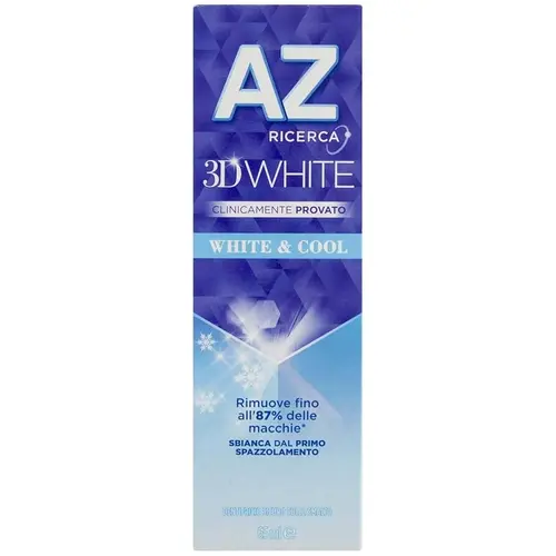 61LkIZZh2QL._UF8941000_QL80_-ezgif.com-resize خمیردندان ایتالیایی ای زد رایسرکا Az Ricerca 3D White Cool خنک کننده 65 میل - Image 1