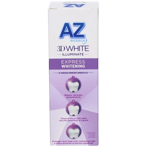 IT987290564-p15-ezgif.com-resize خمیردندان ایتالیایی ای زد رایسرکا AZ Ricerca 3D White Illuminate – Express Whitening Toothpaste سفید کنندگی فوری 50 میل - Image 1