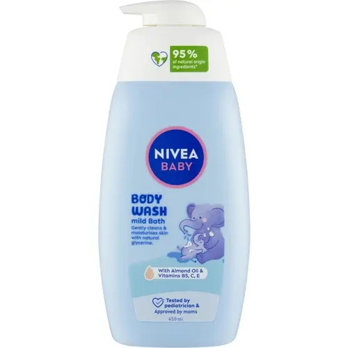 Nivea-Baby-Body-Wash-Gentle-Model-for-Bath-ezgif.com-resize شامپو بدن کودک نیوآ Nivea Baby mild both حاوی روغن بادام 450 میل - Image 1