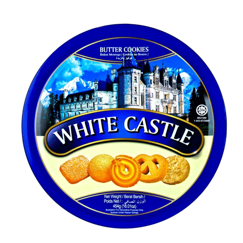 White-Castle-Butter-Cookies-454GM بیسکویت کره ای مالزیایی وایت کستل White Castle قوطی فلزی 454 گرم - Image 1