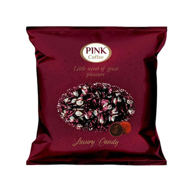 pinc-coffee شکلات ترافل پذیرایی پینک PINK Coffee با مغز قهوه بسته 500 گرمی - Image 1