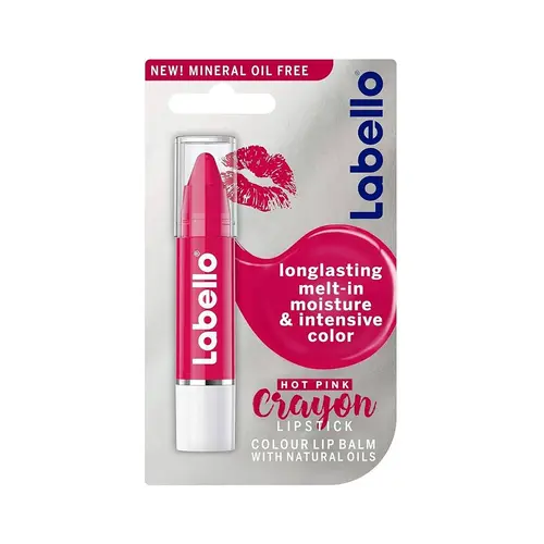 03135333LABELLOLipstickCrayonColourLipBalmHotPink3g--ezgif.com-resize بالم لب آلمانی لابلو Labello Coral Caryon رنگ صورتی پررنگ 3 گرم - Image 1
