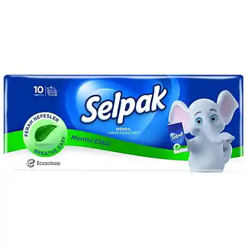 40017270_3-selpak-menthol-perfumed-pocket-hanky-tissue copy دستمال جیبی سلپاک Selpak با رایحه نعنا 10 عددی - Image 1