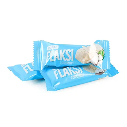 6449335e-161d-e0df-e208-5a584fbc8e14-ezgif.com-resize شکلات اوکراینی غلات فلکسی روشن ROSHEN flaksi coconut با طعم نارگیلی 500 گرم - Image 1