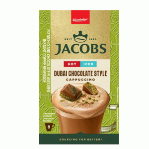 قهوه فوری کاپوچینو جاکوبز JACOBS Dubai Chocolate شکلات دبی بسته 8 عددی