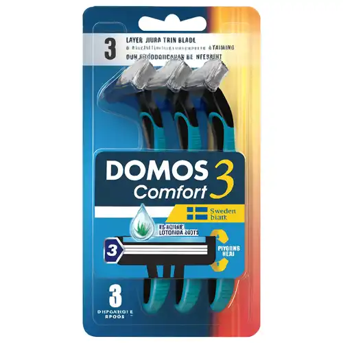 Untitled-1-ezgif.com-optiwebp (2) تیغ خودتراش مردانه سوئدی دوموس DOMOS Comfort 3 Disposable Razors بسته 3 عددی - Image 1